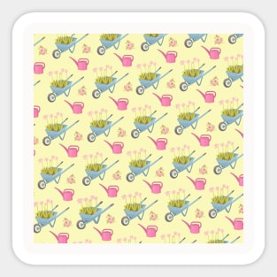 Kitchen Pattern Neck Gaiter Planting Flowers Flower Garden Gator Wheelbarrows and Watering Cans Sticker